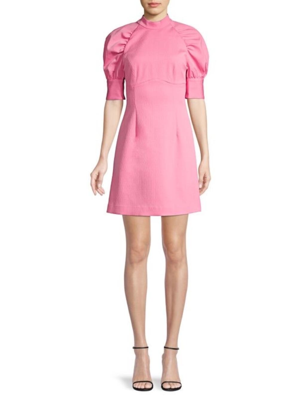 Rebecca Vallance Winslow Pink Puff Sleeve Mini Dress Barbiecore AU 10 US 6